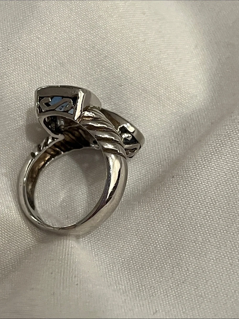 Blue Topaz Sterling Silver Bypass Ring
